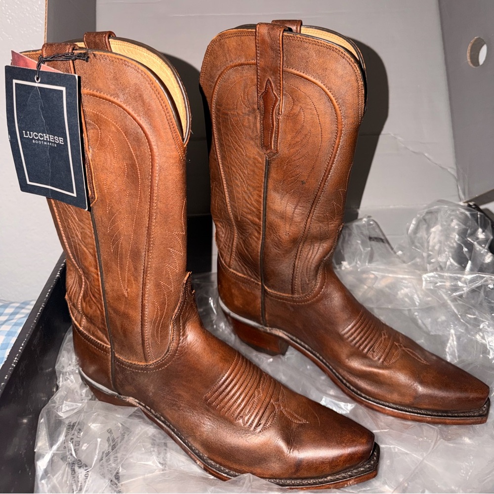 Lucchese Mad Dog Goat Leather in “peanut brittle”